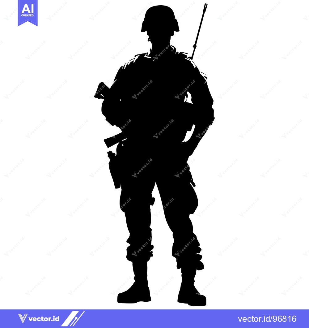 Premium Vector dari Silhouette of a Soldier Holding a Rifle