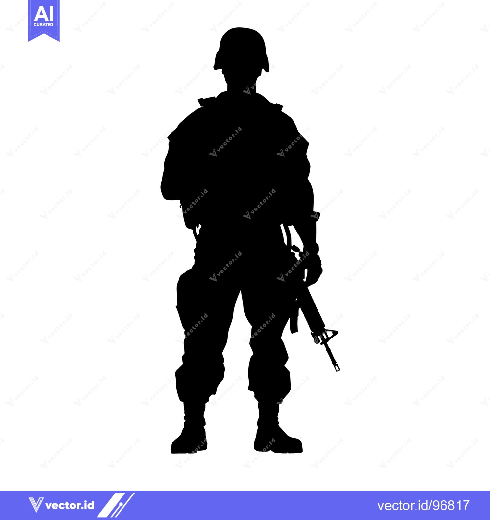Premium Vector of Silhouette of a soldier holding a rifle
