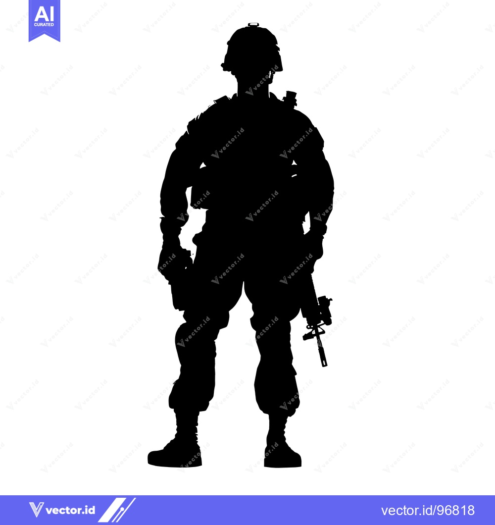 Premium Vector of Silhouette of a Soldier Holding a Rifle