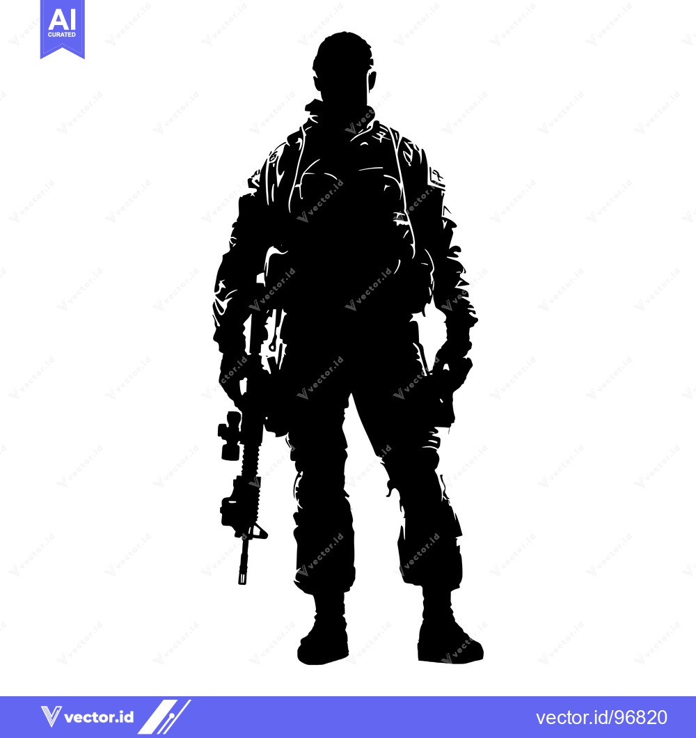 Premium Vector dari Silhouette of a Soldier Holding a Rifle