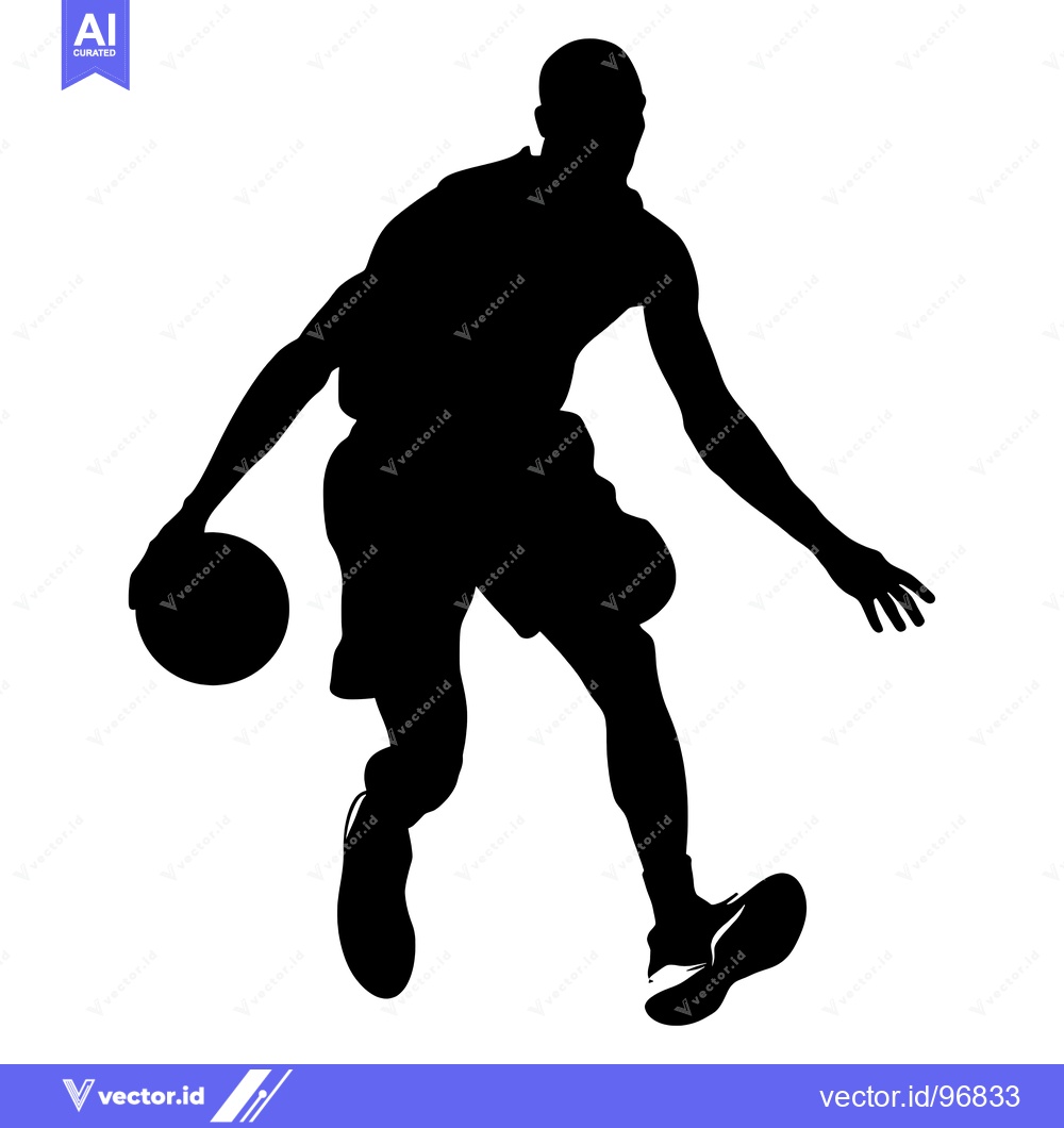 Premium Vector dari Silhouette of a basketball player dribbling the ball