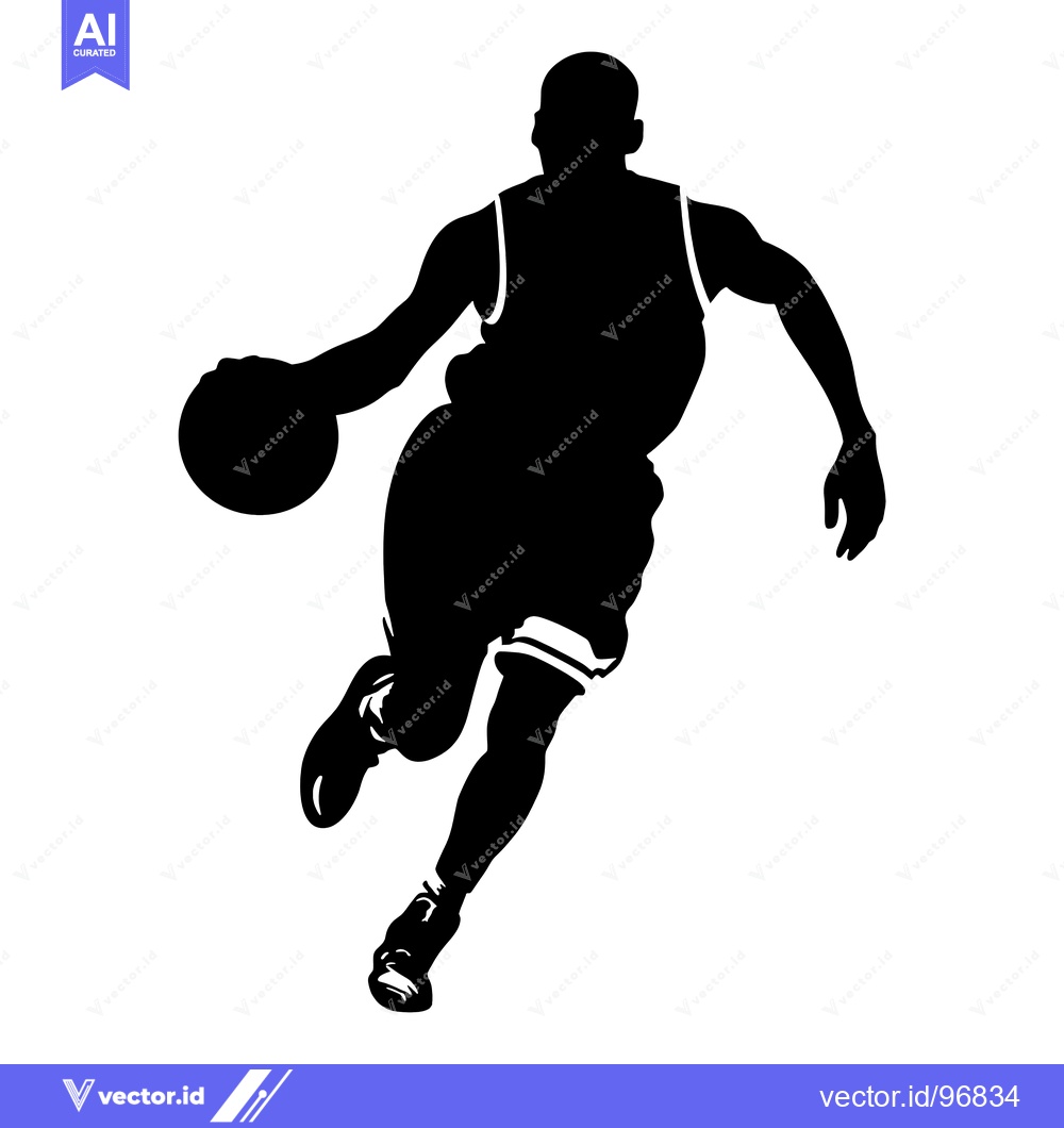 Premium Vector of Silhouette of a basketball player dribbling the ball