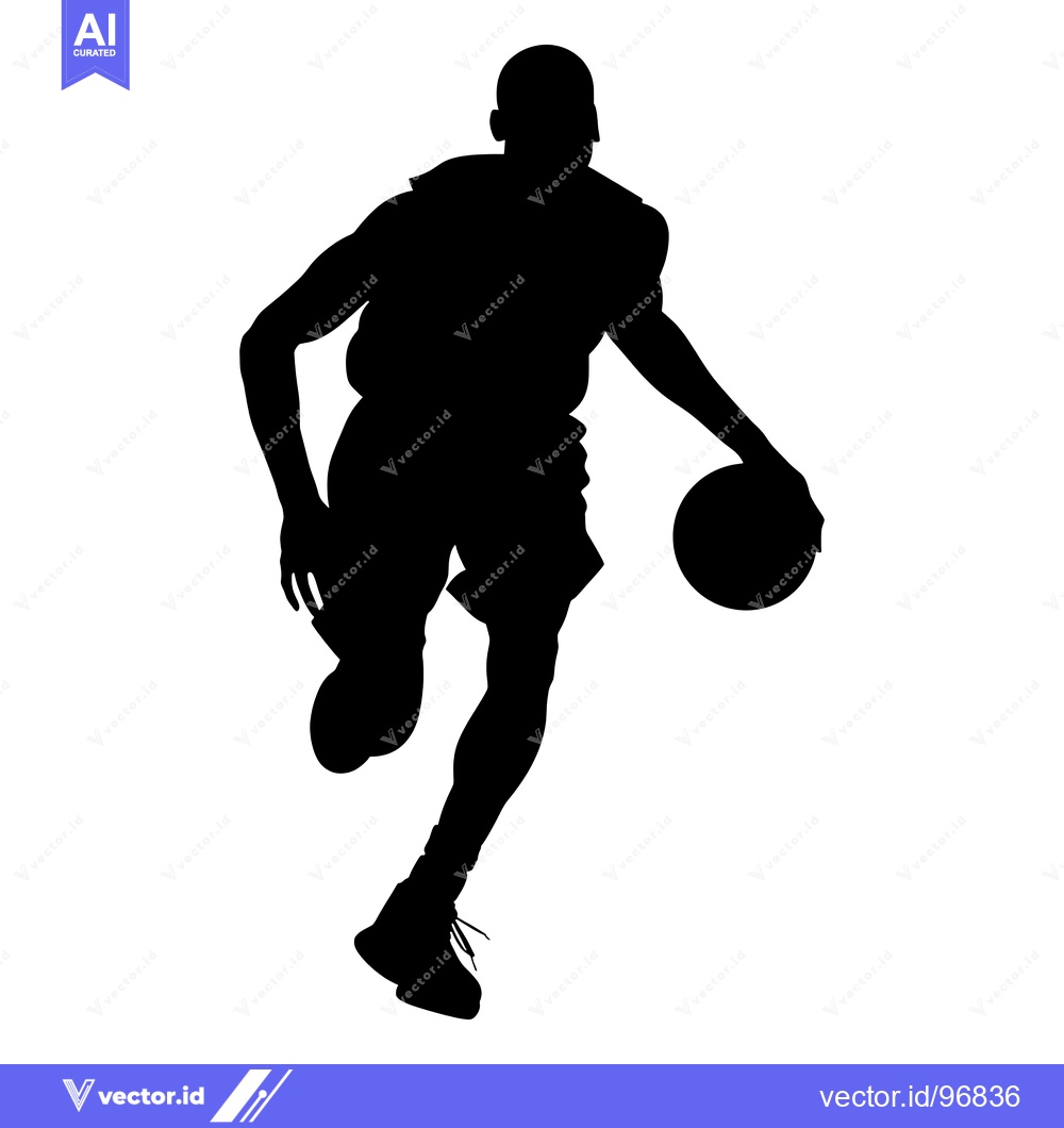 Premium Vector of Silhouette of a Basketball Player Dribbling the Ball