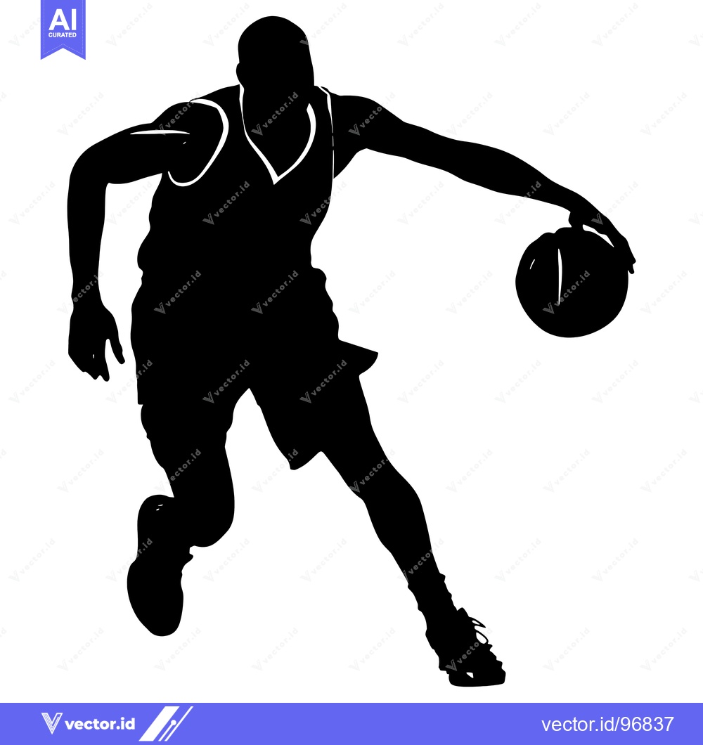 Premium Vector dari Silhouette of a basketball player dribbling the ball