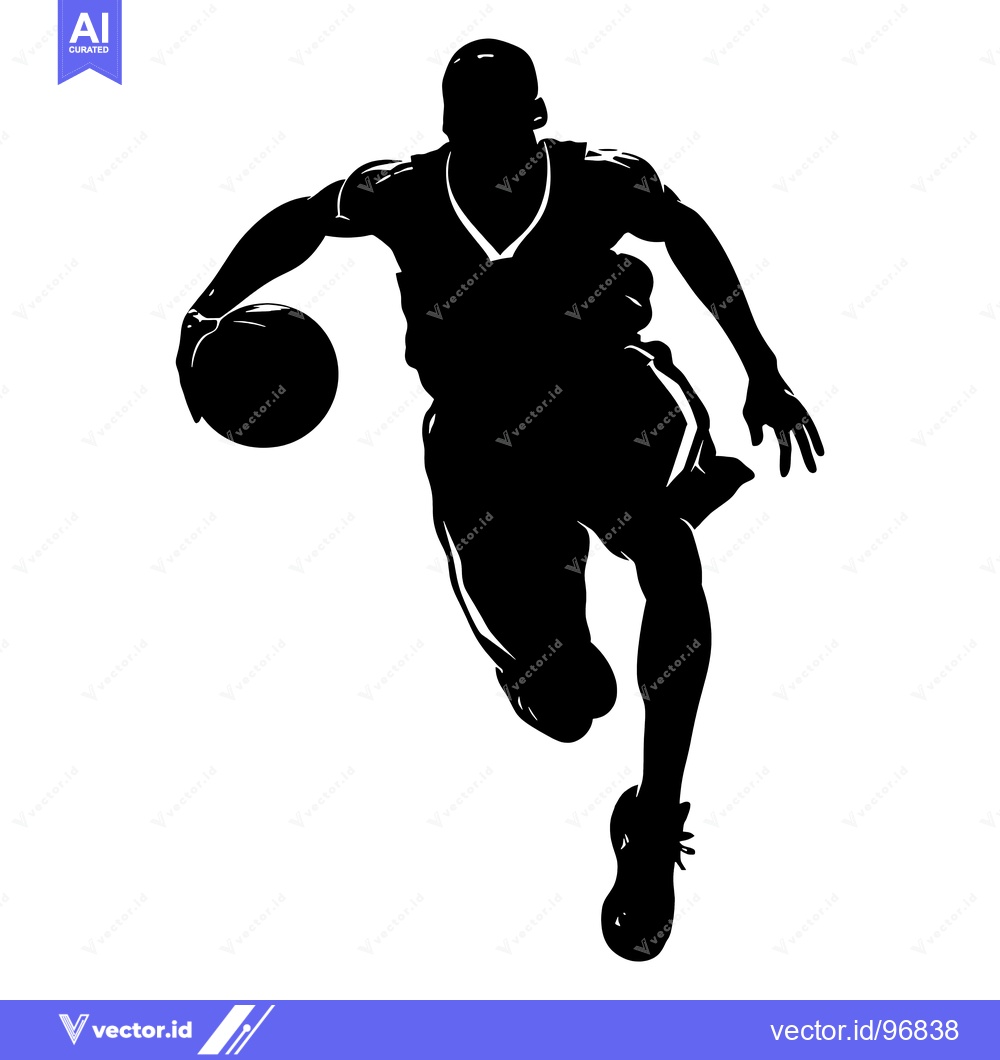 Premium Vector dari Silhouette of a Basketball Player Dribbling the Ball