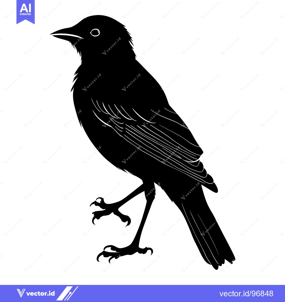 Premium Vector dari Black and White Silhouette of a Bird Standing on One Leg