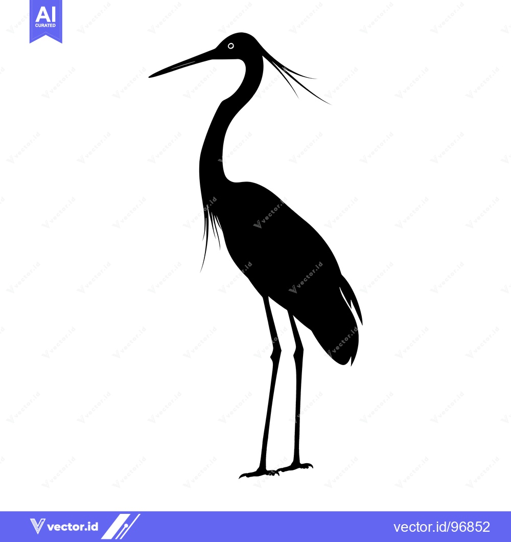 Premium Vector dari Black and White Silhouette of a Standing Bird