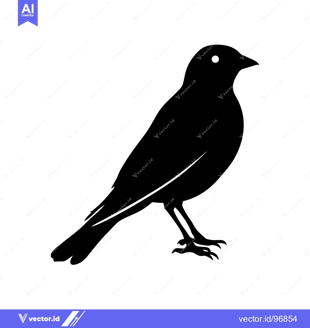 Premium Vector dari Black Silhouette of a Bird with White Eye
