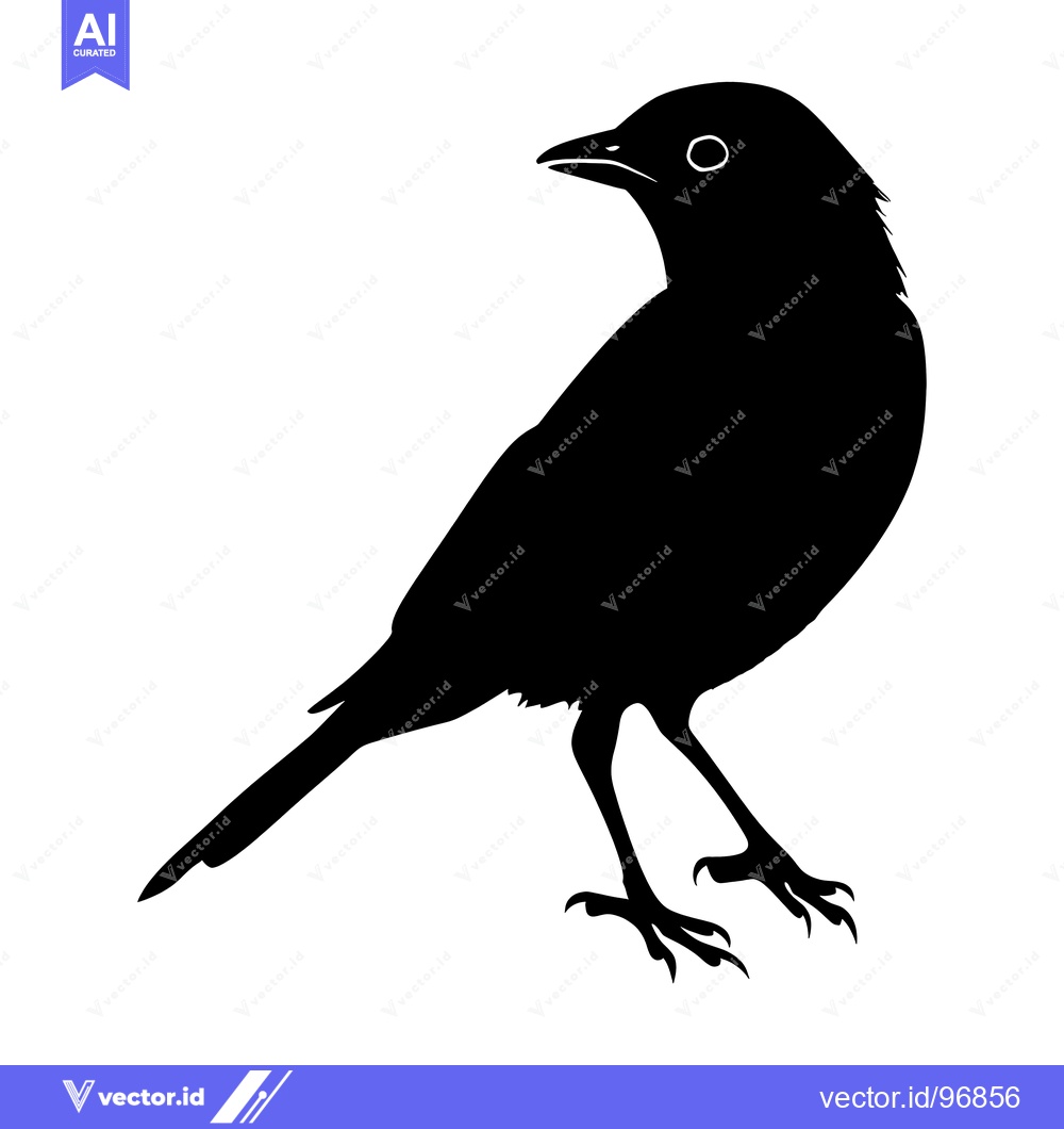 Premium Vector of Black and White Silhouette of a Bird