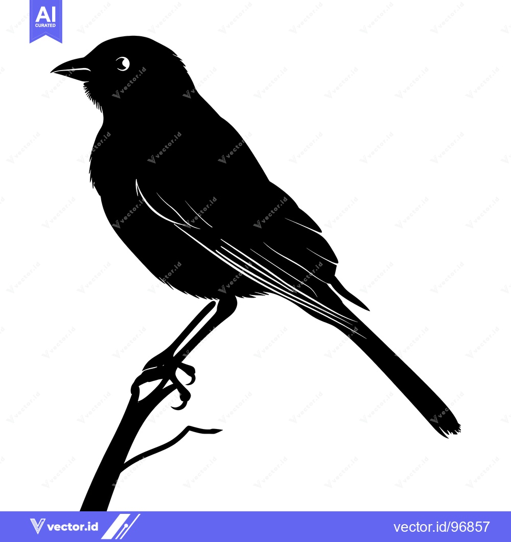 Premium Vector of Silhouette of a Bird Perched on a Branch