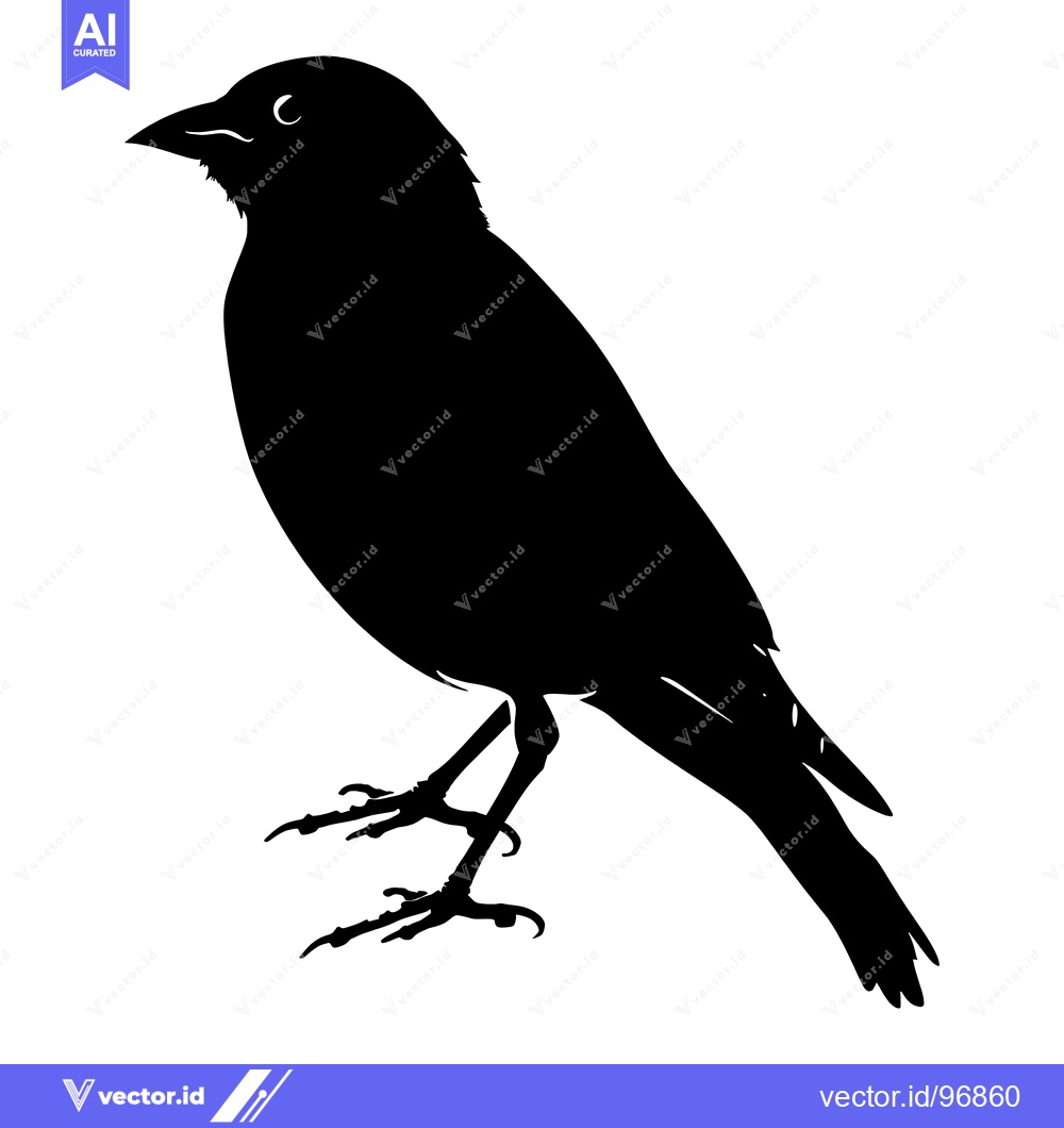 Premium Vector of Black Silhouette of a Bird Standing with its Legs Spread Apart