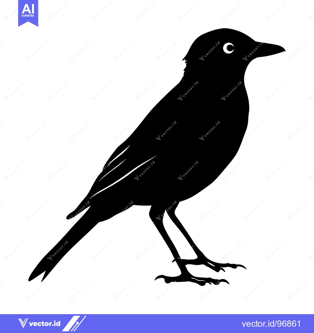 Premium Vector of Black Silhouette of a Bird with White Eye