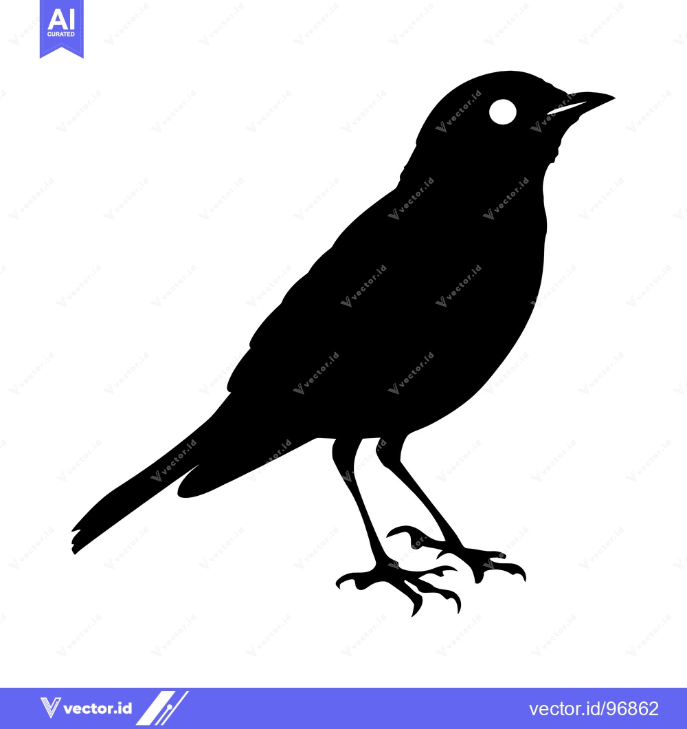 Premium Vector dari Black silhouette of a bird with a white spot on its head