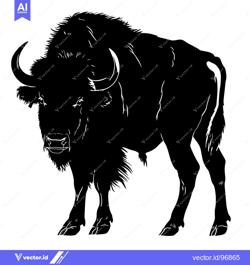 Premium Vector dari Silhouette of a Majestic Bison Standing Proudly.