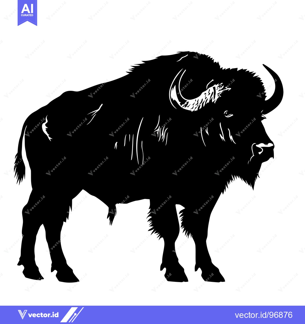Premium Vector dari Silhouette of a Majestic Bison Standing Proudly in Profile.