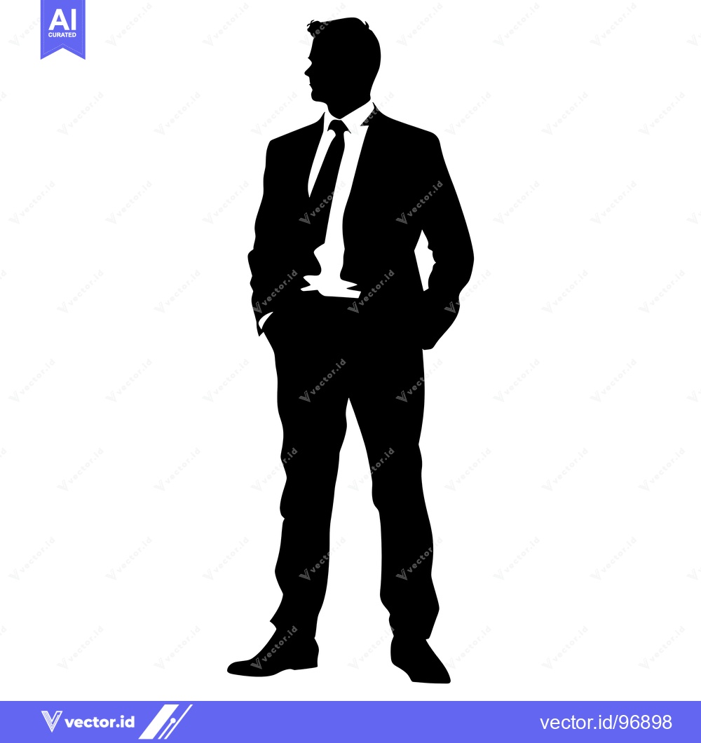 Premium Vector dari Silhouette of a Man in a Suit with His Hands in His Pockets