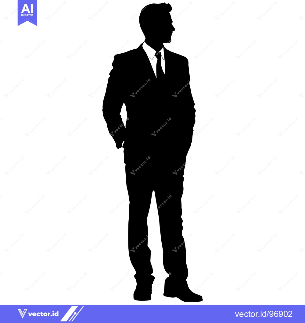 Premium Vector dari Silhouette of a Man in a Suit, Standing with Hands in Pockets