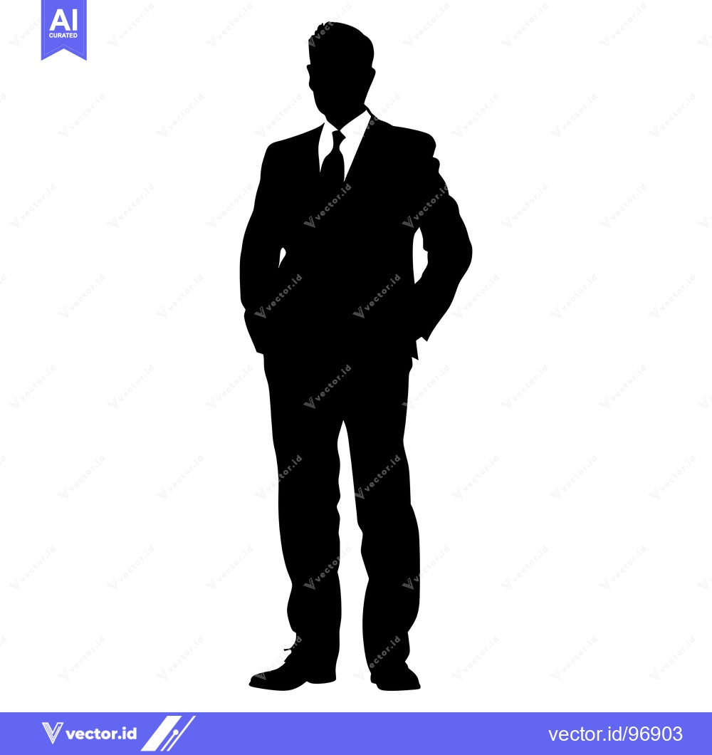 Premium Vector of Silhouette of a Man in a Suit with Hands in Pockets