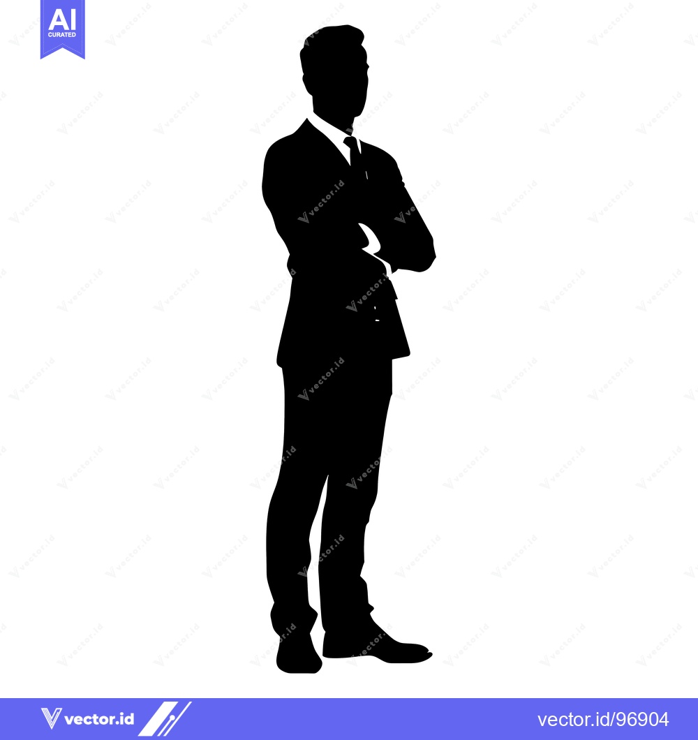 Premium Vector dari Silhouette of a Man in a Suit with Arms Crossed