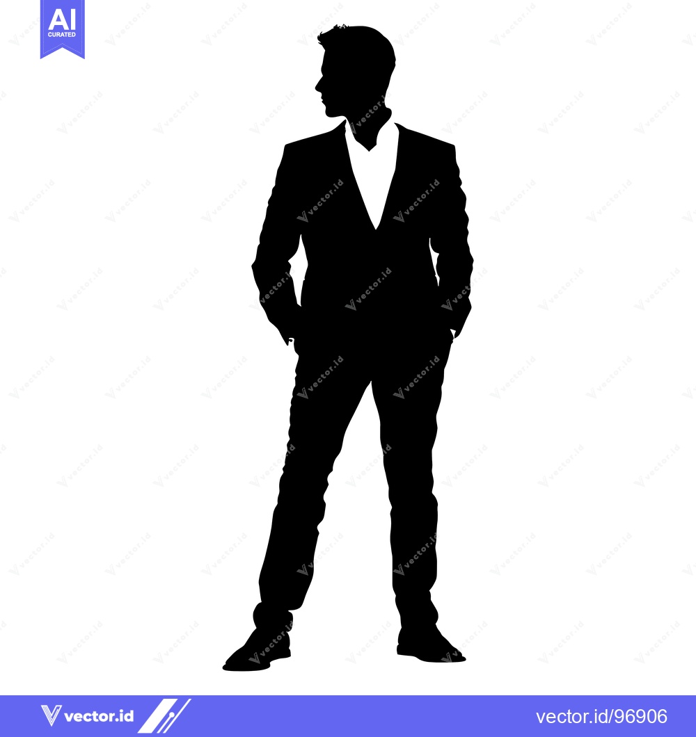 Premium Vector of Silhouette of a Man in a Suit with Hands in Pockets