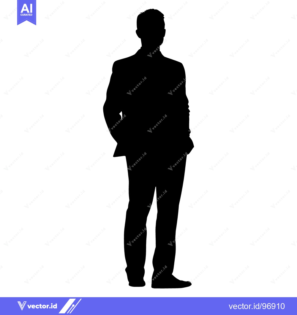 Premium Vector of Silhouette of a Man in a Suit Standing with Hands in Pockets