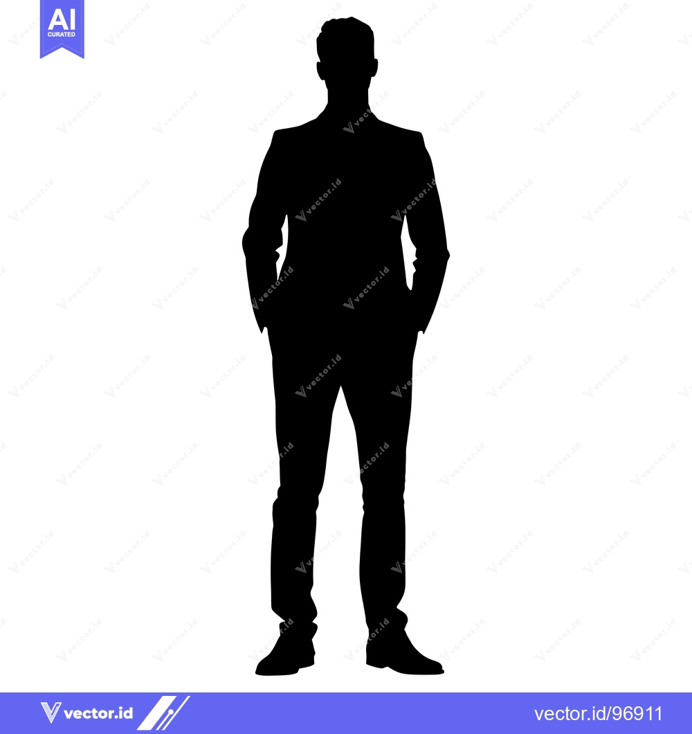 Premium Vector of Silhouette of a man in a suit with hands in pockets
