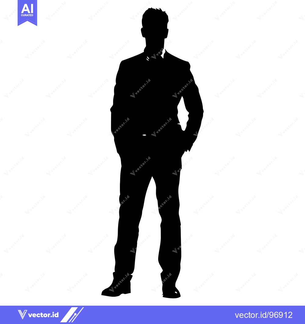 Premium Vector dari Silhouette of a Man in a Suit with Hands in Pockets