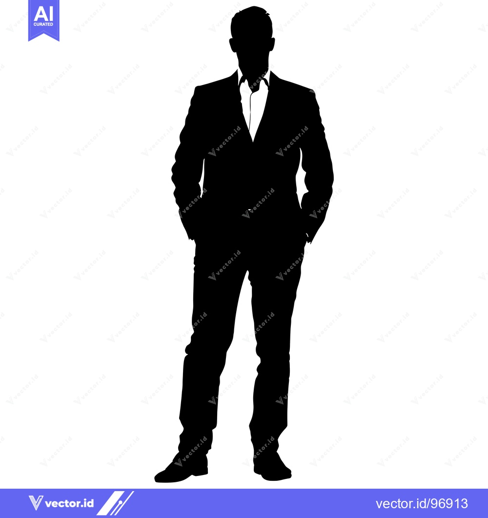 Premium Vector dari Silhouette of a Man in a Suit with Hands in Pockets