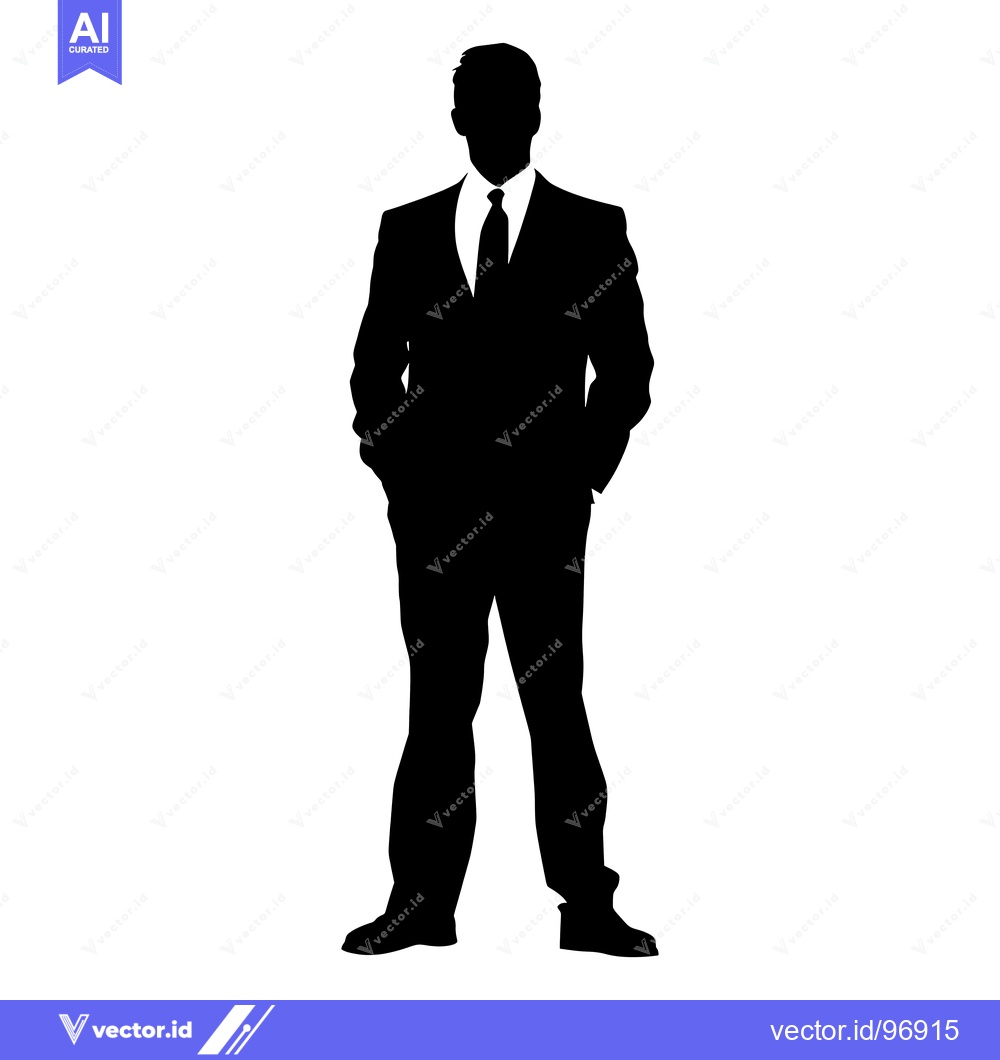 Premium Vector of Black and White Silhouette of a Man in a Suit