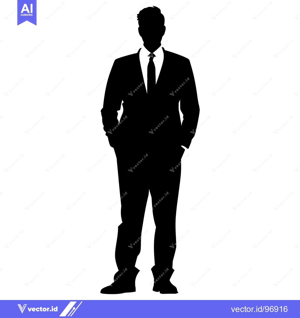 Premium Vector of Silhouette of a Man in a Suit with His Hands in His Pockets