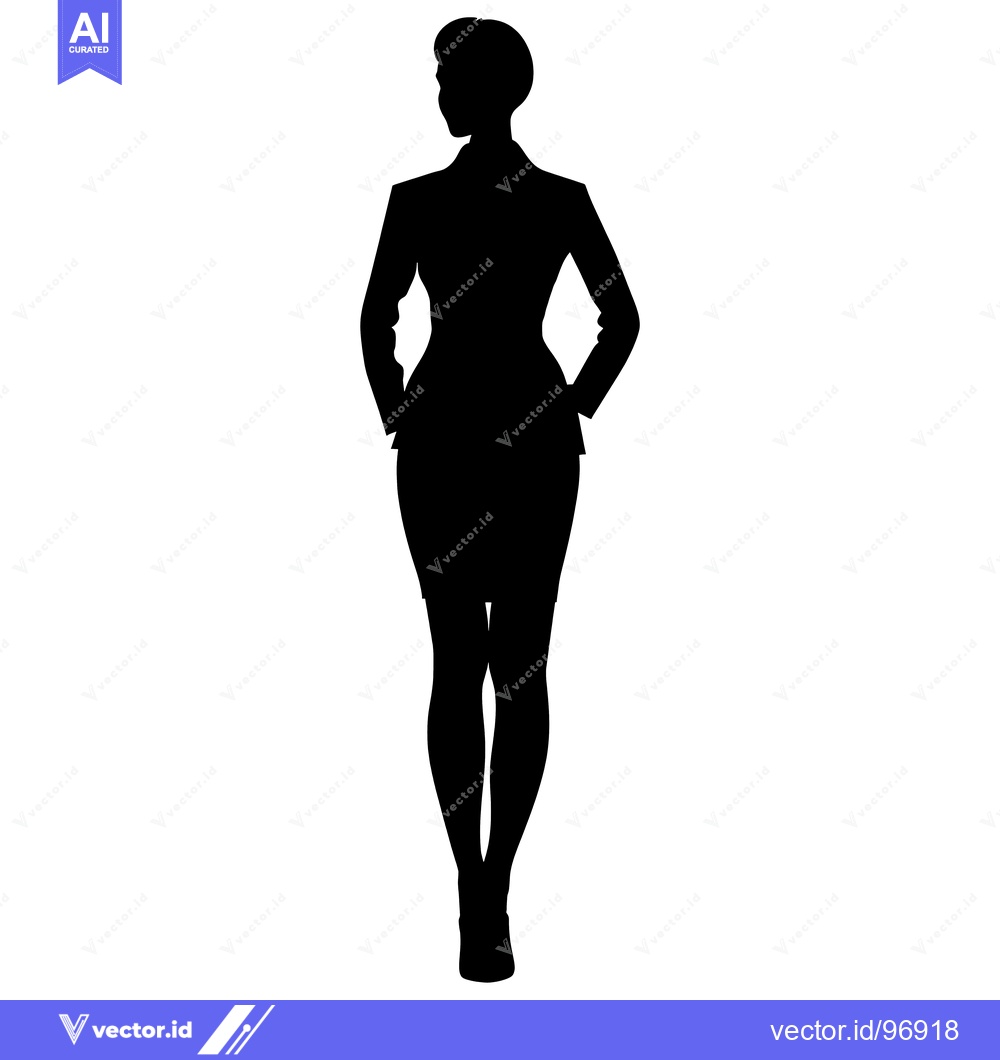 Premium Vector dari Silhouette of a Woman in a Suit Standing with Hands in Pockets
