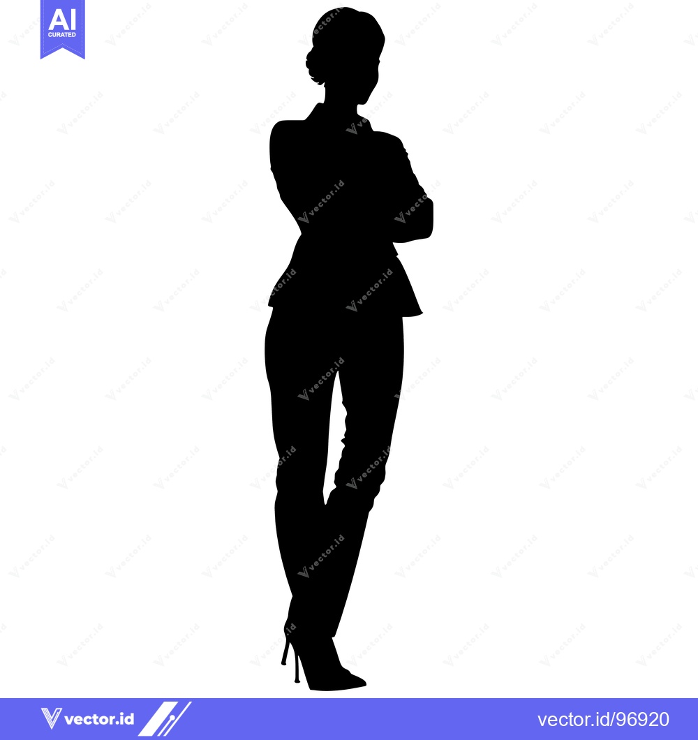 Premium Vector of Silhouette of a woman with her arms crossed in a confident pose.