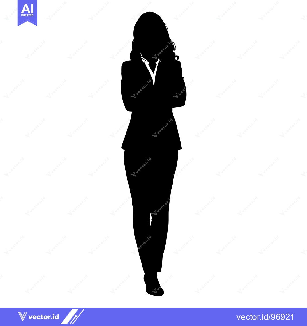 Premium Vector of Silhouette of a Woman in a Suit with Arms Crossed