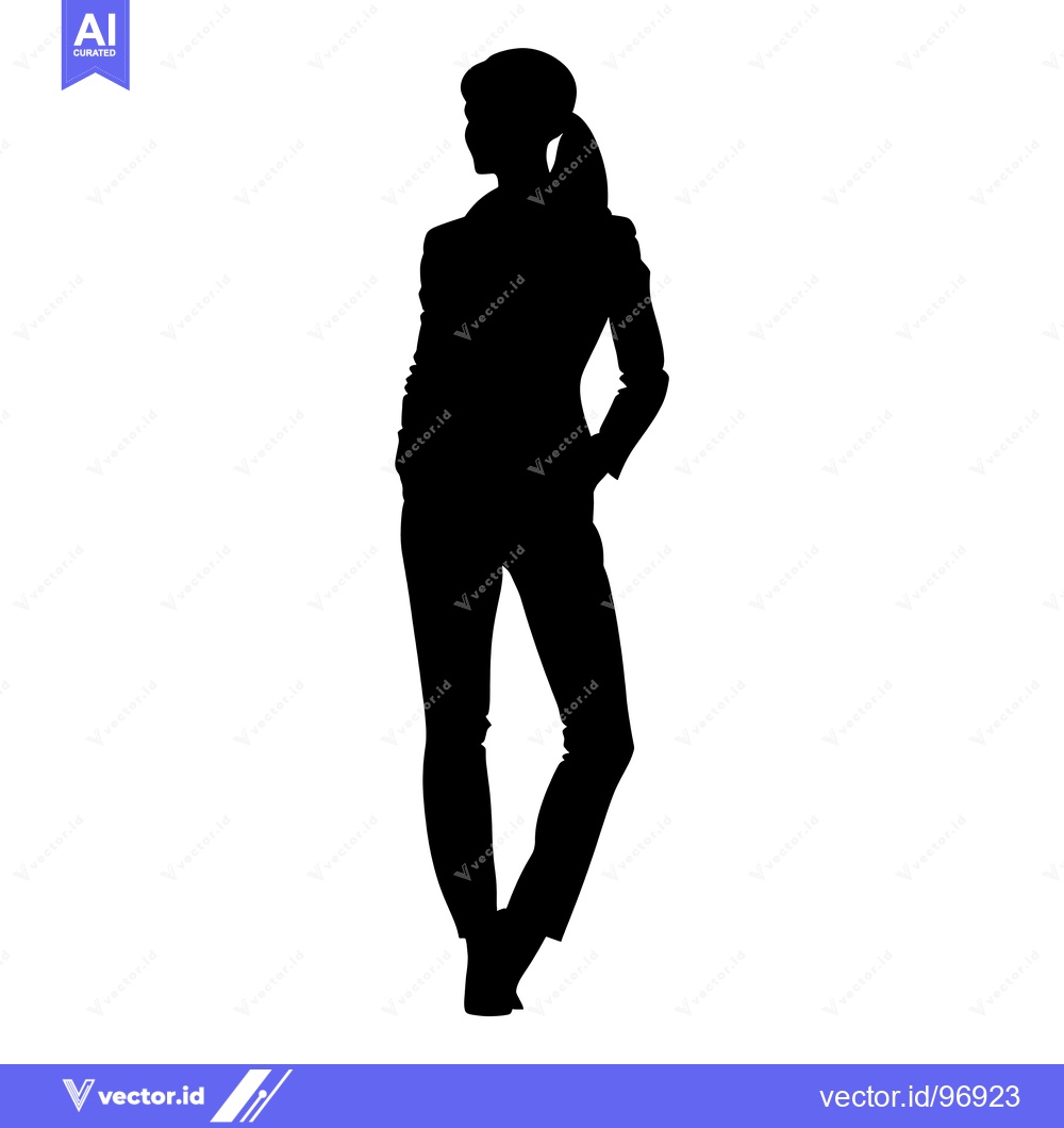 Premium Vector of Silhouette of a Woman in a Suit with Her Hand in Her Pocket