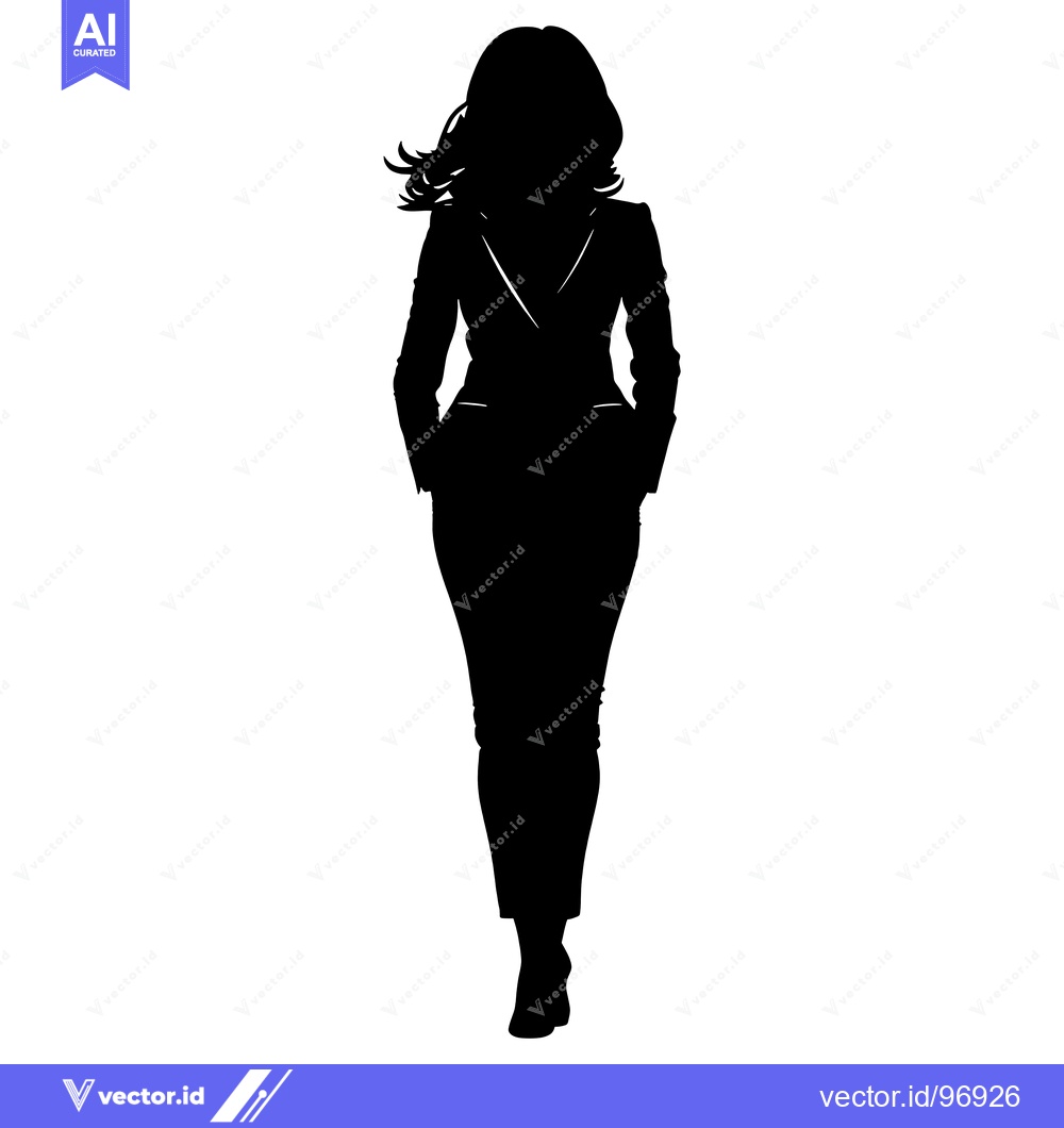 Premium Vector dari Silhouette of a Woman in a Suit with Hands in Pockets