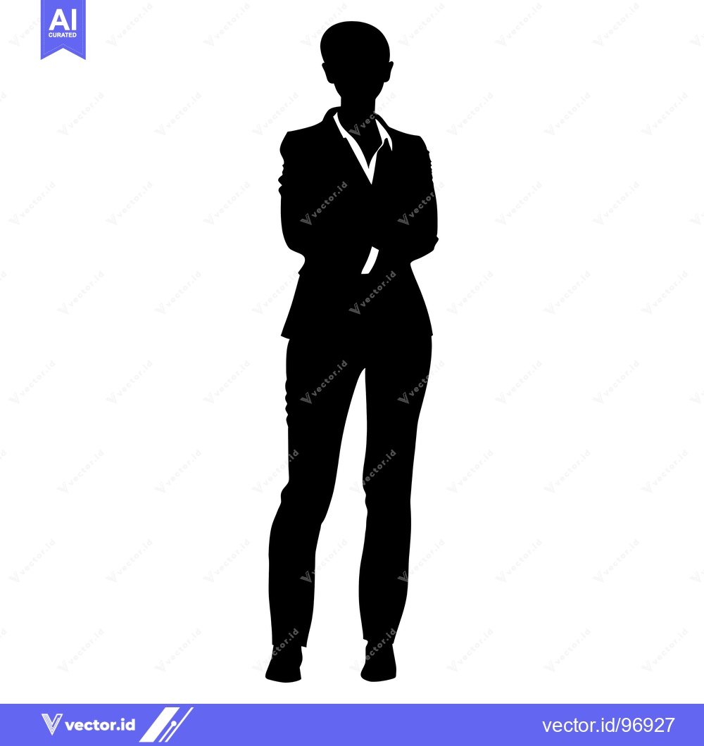Premium Vector dari Silhouette of a woman in a suit standing with arms crossed