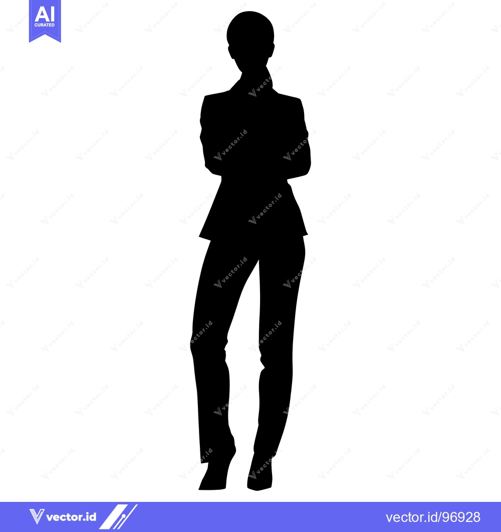 Premium Vector dari Silhouette of a Woman in a Suit with Her Arms Crossed