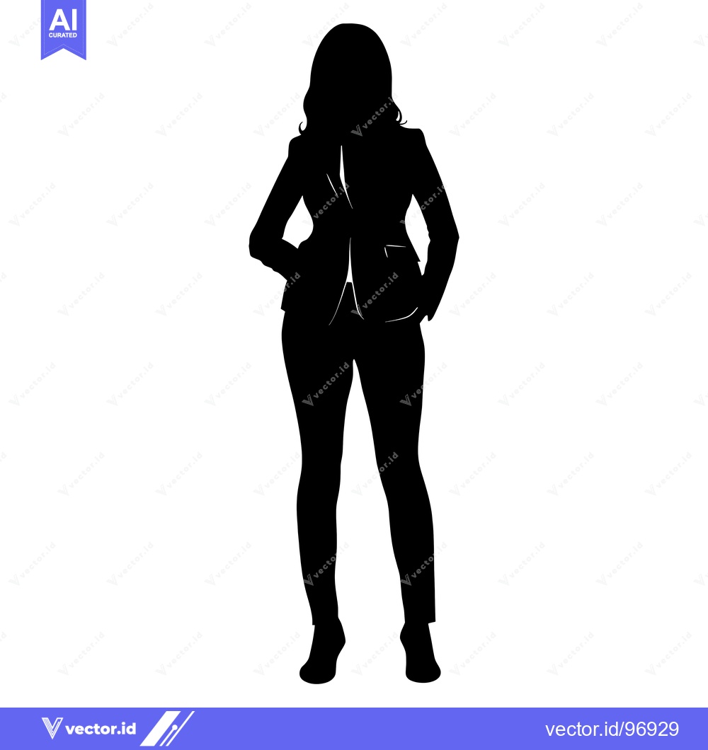 Premium Vector of Silhouette of a Woman in a Suit with Hands in Pockets