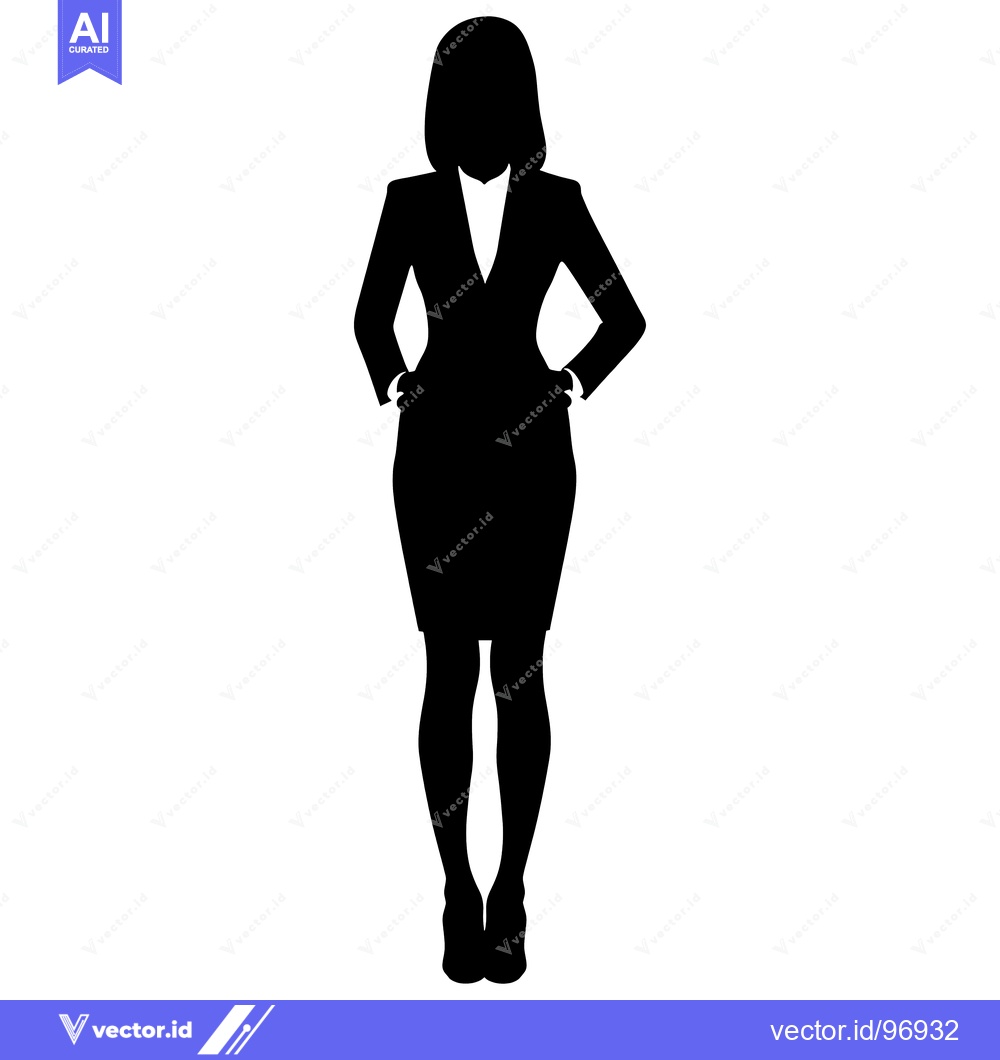 Premium Vector of Silhouette of a Woman in a Business Suit with Hands on Hips