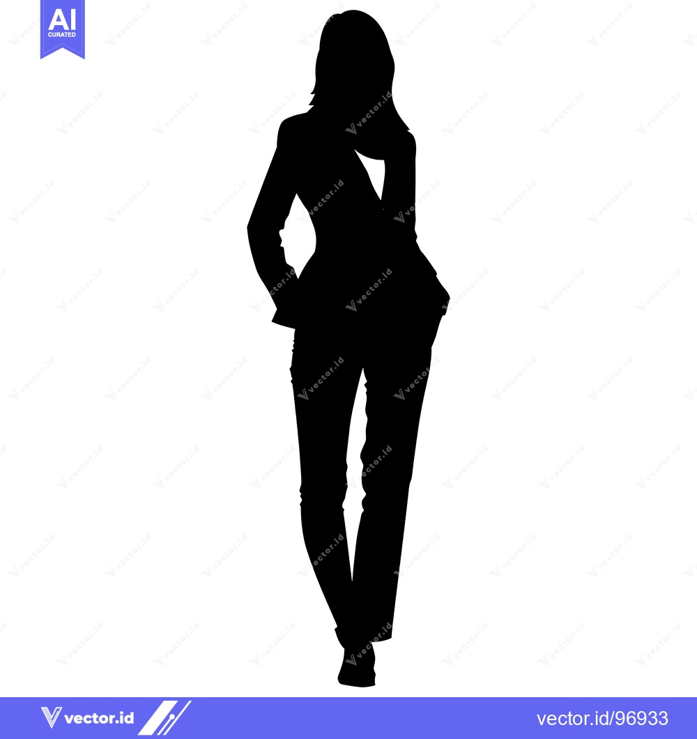 Premium Vector dari Silhouette of a Woman in a Suit with Hands in Pockets