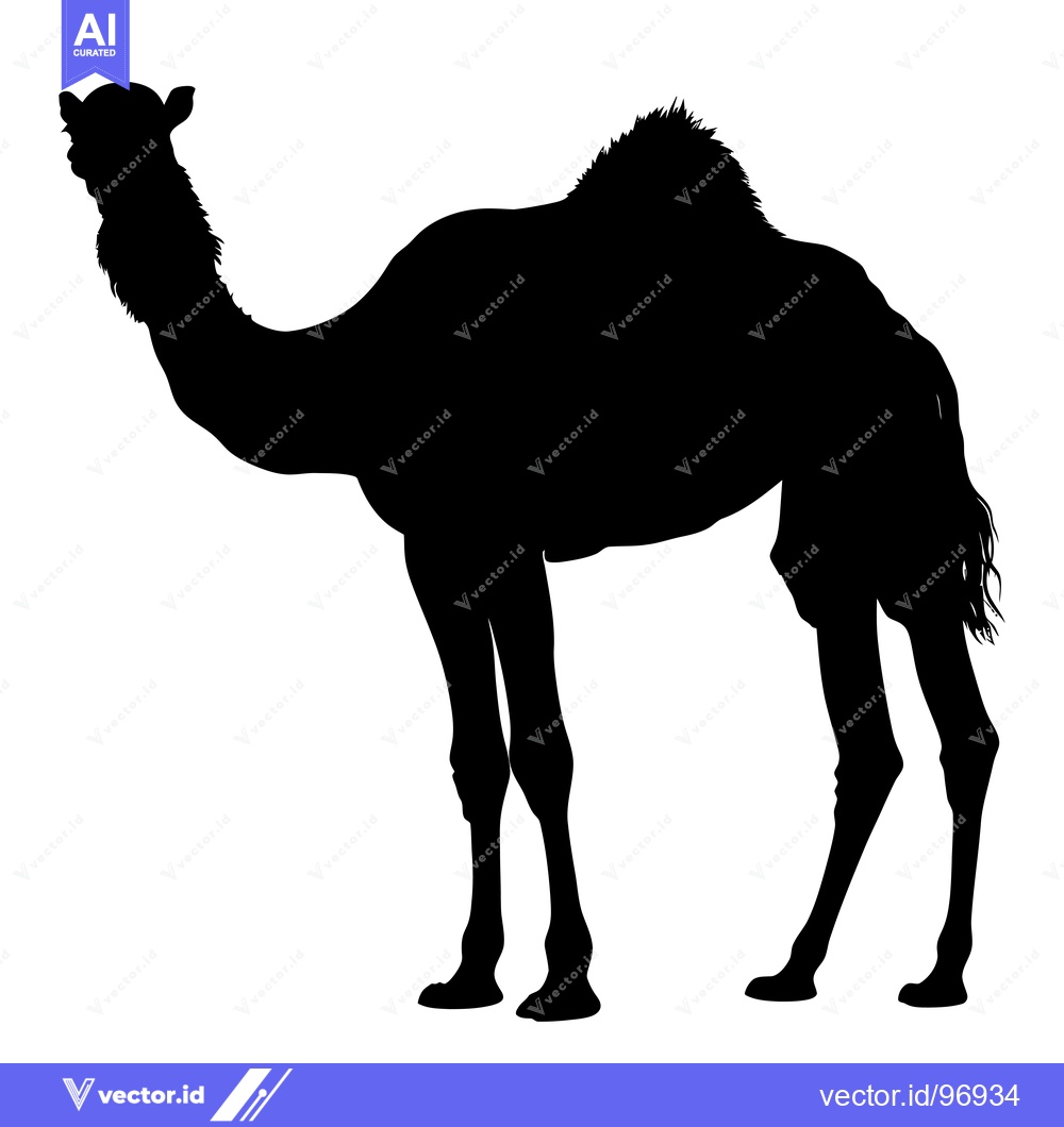 Premium Vector of Silhouette of a Camel Standing in a Desert Landscape.