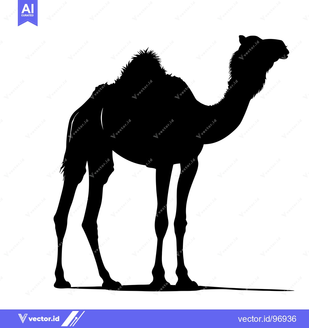 Premium Vector of Silhouette of a Camel Standing in a Desert Landscape.