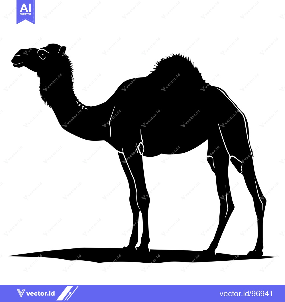 Premium Vector dari Silhouette of a Camel Standing in the Desert.