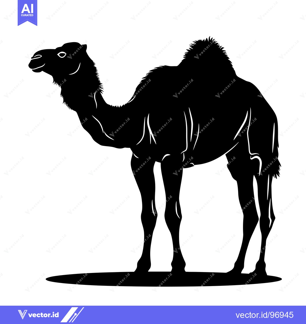 Premium Vector of Silhouette of a Camel Standing in the Desert.