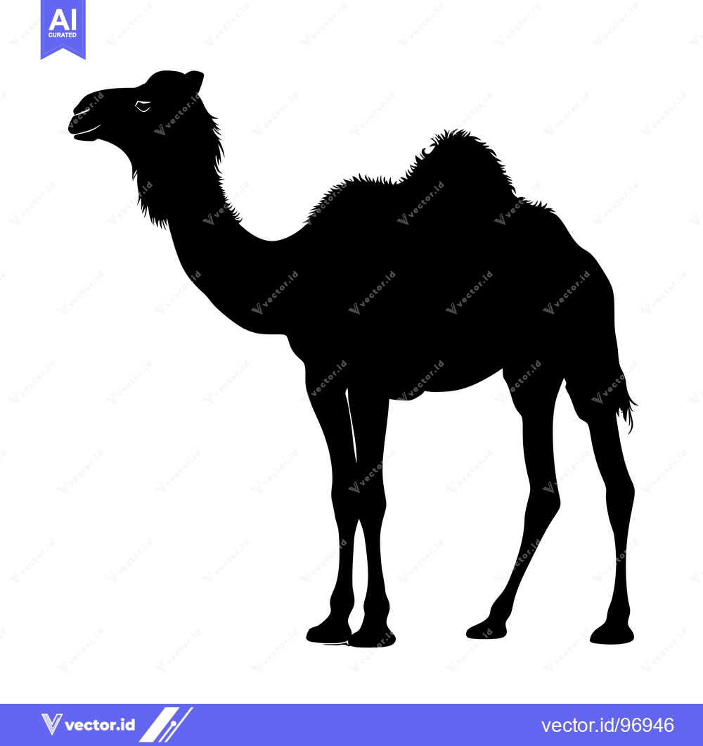 Premium Vector of Silhouette of a Camel Standing in a Desert Landscape.