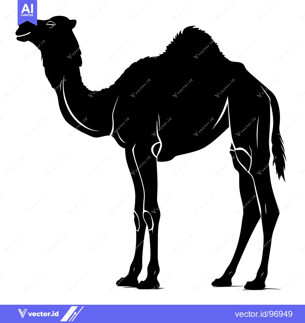 Premium Vector dari Silhouette of a Dromedary Camel Standing in Profile.