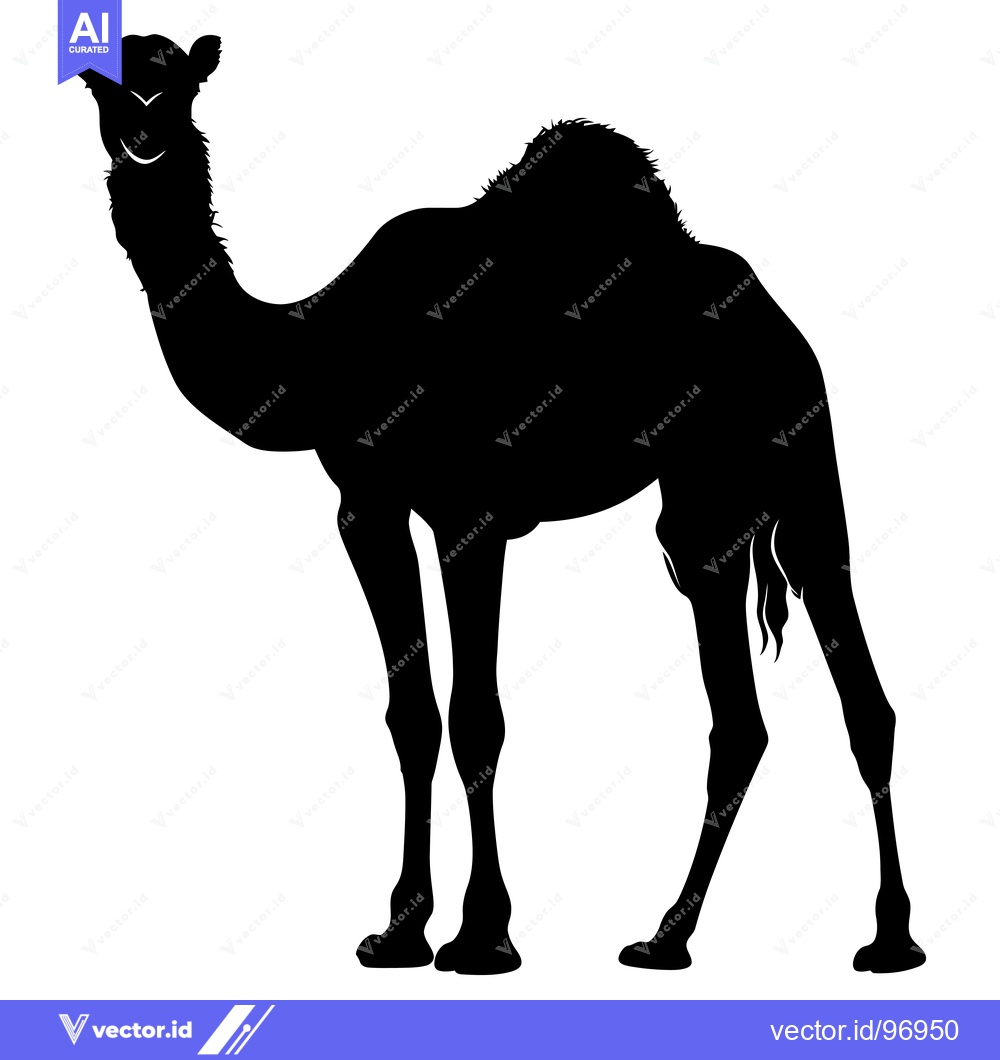 Premium Vector of Silhouette of a Camel Standing in a Desert Landscape.