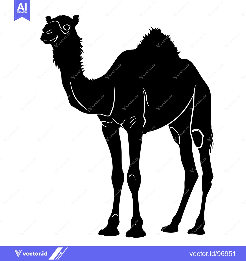 Premium Vector dari Silhouette of a Camel Standing on a White Background.