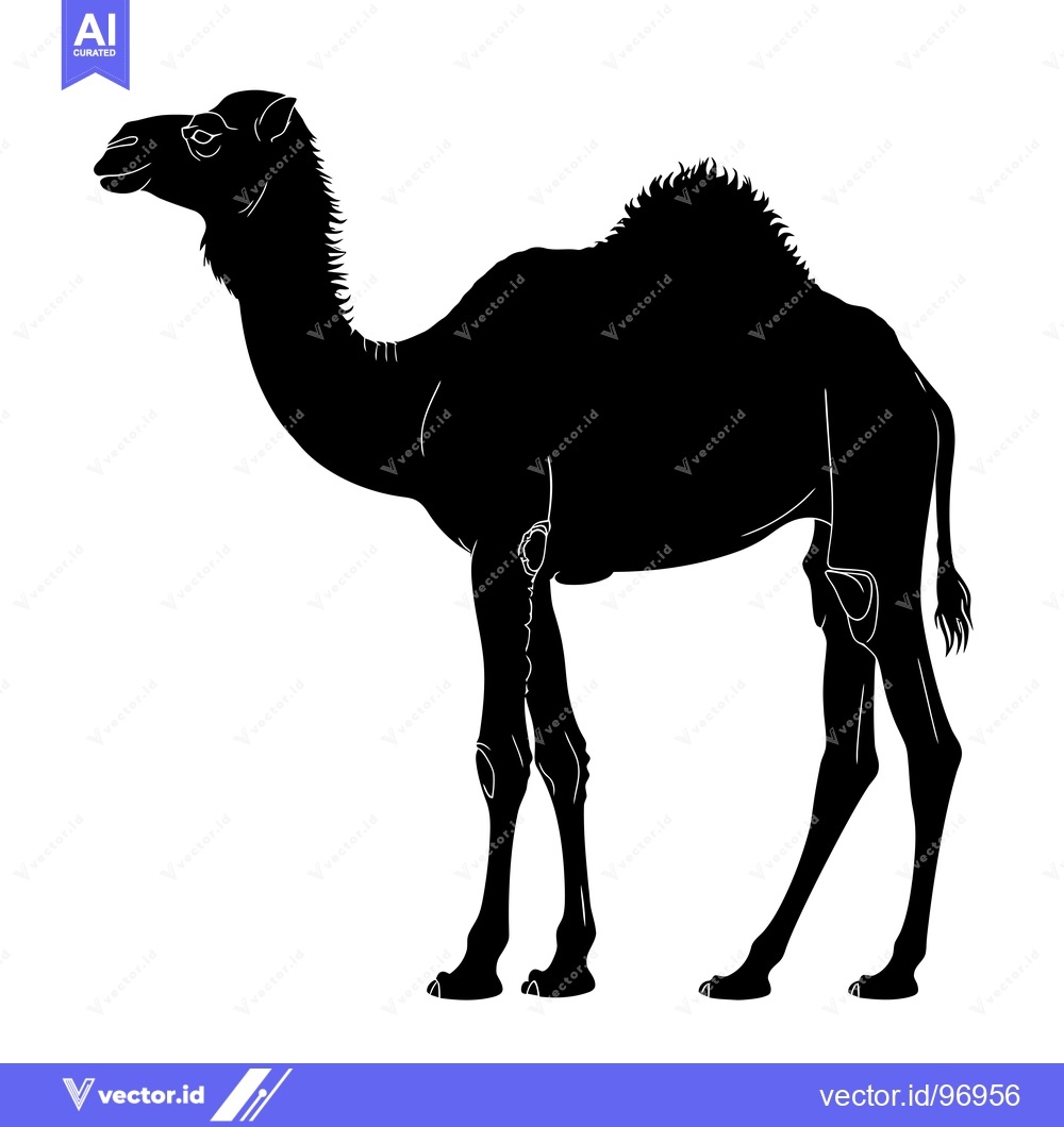 Premium Vector dari Silhouette of a Camel Standing Proudly in Profile.