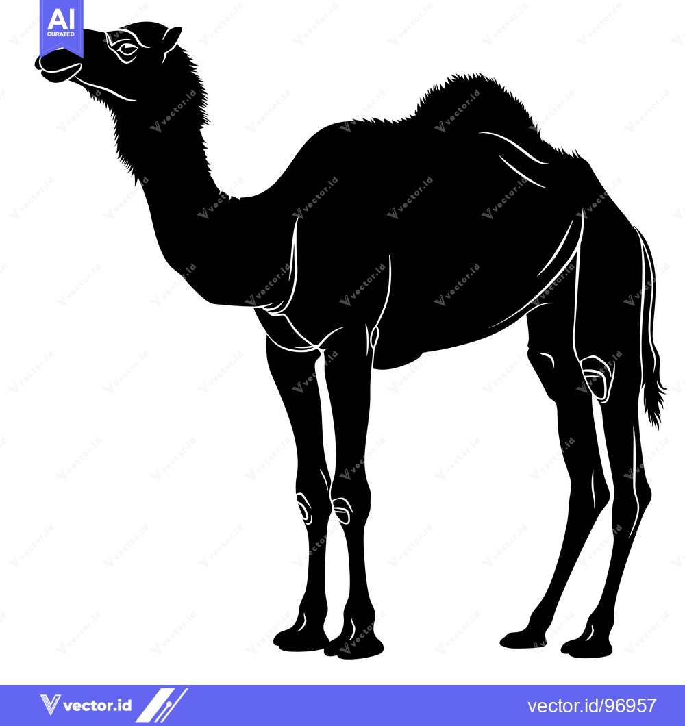 Premium Vector of Silhouette of a Dromedary Camel Standing Profile View.